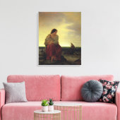 Visserijmannen rouwen op de strand canvas afdruk (Insitu (Woonkamer))