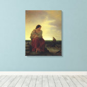 Visserijmannen rouwen op de strand canvas afdruk (Insitu (Houten vloer))