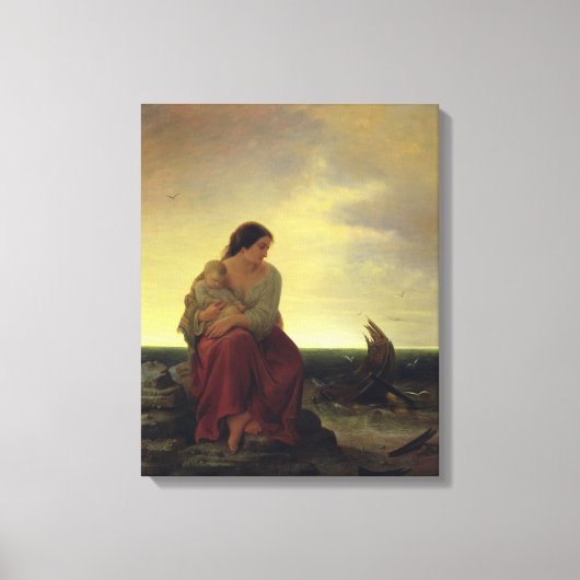 Visserijmannen rouwen op de strand canvas afdruk (Voorkant)