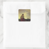 Visserijmannen rouwen op de strand vierkante sticker (Tas)