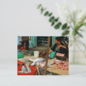 Visserijmarkt Kalimantan bij Pangkalanbun Briefkaart (Staand voorkant)