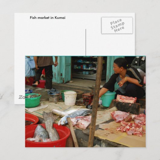Visserijmarkt Kalimantan bij Pangkalanbun Briefkaart (Voorkant / Achterkant)