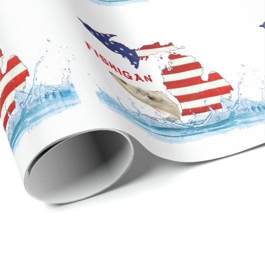 Visserijvlag met vis in water cadeaupapier (Rol Hoek)