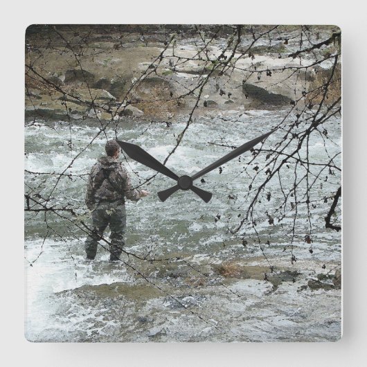 Visserijvloot Steelhead-forel Vierkante Klok (Voorkant)