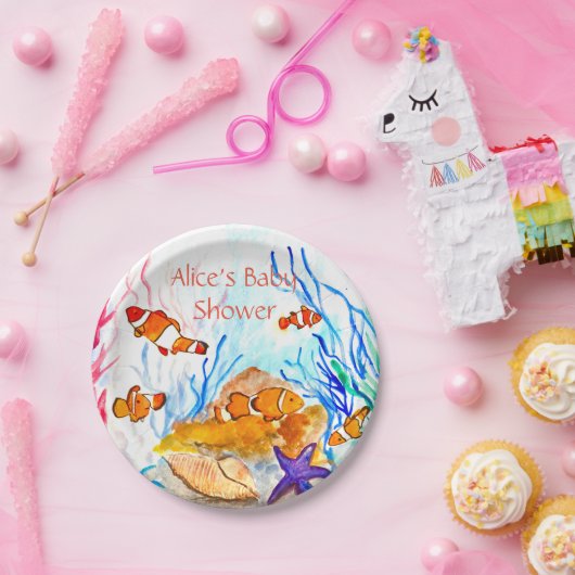 Visserijzee onder het Baby shower van de Zee Ocean Papieren Bordje (Feest)