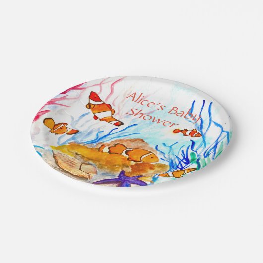 Visserijzee onder het Baby shower van de Zee Ocean Papieren Bordje (Gekanteld)