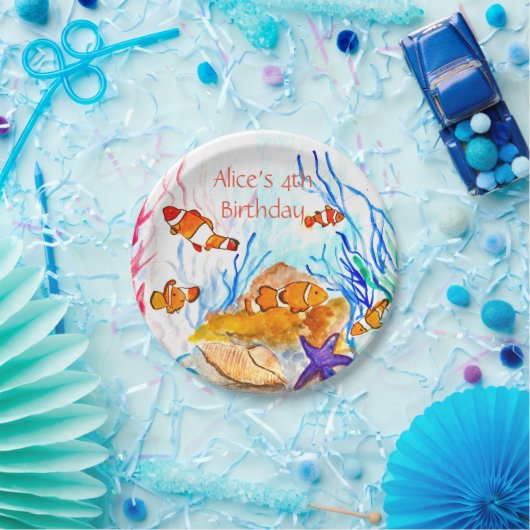 Visserijzee onder het Zee van het zeebekken Papieren Bordje (Feest)