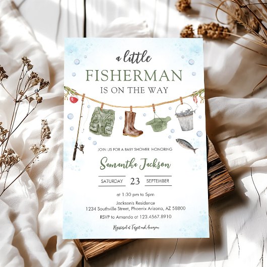 Visserman baby shower uitnodiging