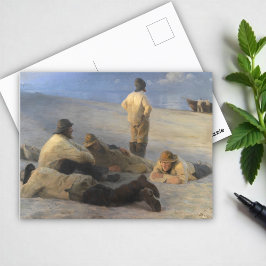 Vissers bij Skagen Beach, P.S. Krøyer, Kunst Briefkaart