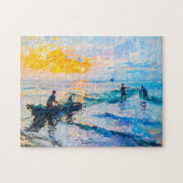 Vissers bij Zonsondergang Impressionistisch Kustsc Legpuzzel