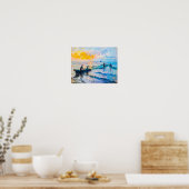 Vissers bij zonsondergang impressionistische kusts poster (Keuken)