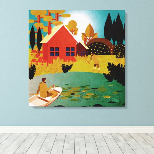 vissers canvas afdruk (Insitu (Houten vloer))