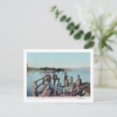 Vissers die de vangst van de dag zien briefkaart (Staand voorkant)