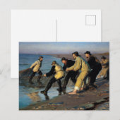 Vissers die een net op de Noordstrand van Skagen d Briefkaart (Voorkant / Achterkant)