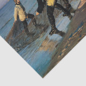 Vissers die een net op de Noordstrand van Skagen d Tissuepapier (Detail)