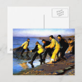 Vissers die het net op de noordstrand van Skagen d Briefkaart (Voorkant / Achterkant)