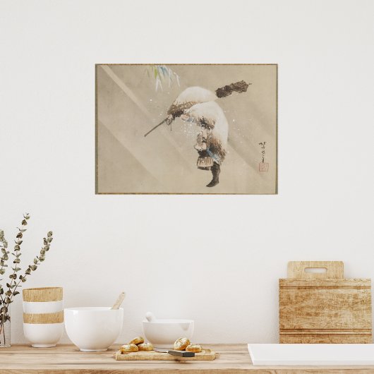 Vissers dragen zijn net in de sneeuw 1821 poster (Keuken)