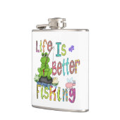 Vissers fles met vinylwikkel heupfles (Links)