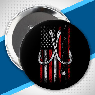 Vissers - Gevist - Amerikaanse vlag - Gevist Ronde Button 4,0 Cm