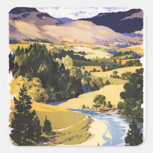 Vissers in de Eden Valley Vierkante Sticker (Voorkant)