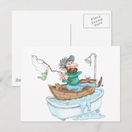 Vissers in een bad briefkaart (Voorkant / Achterkant)