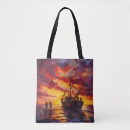 Vissers in het laaiende Storm Tote Bag