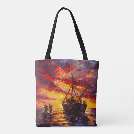Vissers in het laaiende Storm Tote Bag (Achterkant)