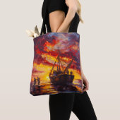 Vissers in het laaiende Storm Tote Bag (Dichtbij)
