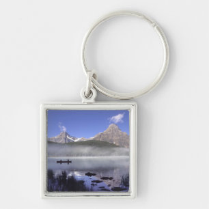 Vissers in kano op Waterfowl Lake, Banff Sleutelhanger