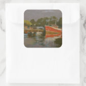 Vissers kade 2 vierkante sticker (Tas)