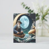 Vissers maanverlichte vangst briefkaart (Staand voorkant)