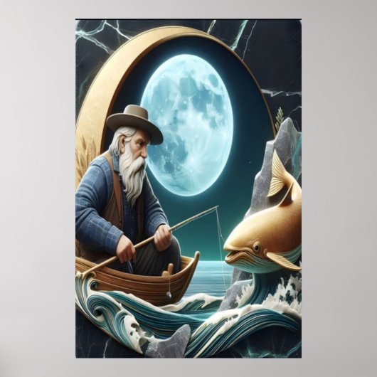 Vissers maanverlichte vangst poster (Voorkant)