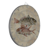 Vissers met roodbaars dartbord (Voorkant Links)