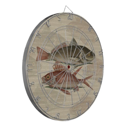 Vissers met roodbaars dartbord (Voorkant Links)