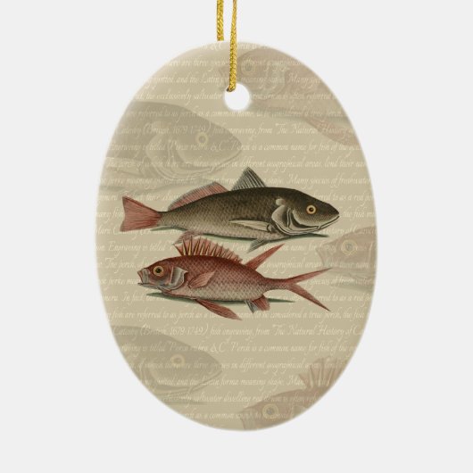 Vissers met roodbaars keramisch ornament (Achterkant)