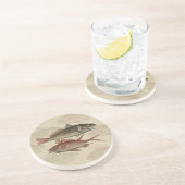 Vissers met roodbaars zandsteen onderzetter (Zijkant)