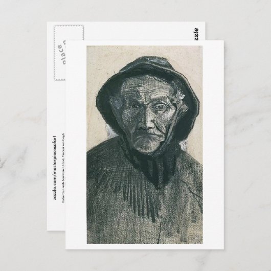 Vissers met Sou'wester, hoofd, Vincent van Gogh Briefkaart (Voorkant / Achterkant)
