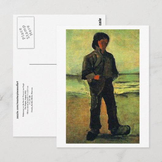 Vissers op de Beach, Vincent van Gogh Briefkaart (Voorkant / Achterkant)