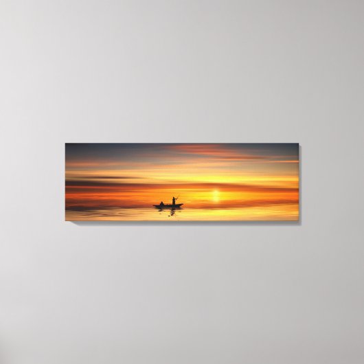 Vissers op het meer van de prachtige zonsondergang canvas afdruk (Voorkant)