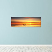 Vissers op het meer van de prachtige zonsondergang canvas afdruk (Insitu (Houten vloer))