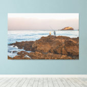 Vissers op Rocky Shoreline bij zonsopgang Canvas Afdruk (Insitu (Houten vloer))