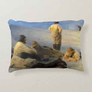 Vissers op Skagen Beach door Peder Severin Kroyer Accent Kussen