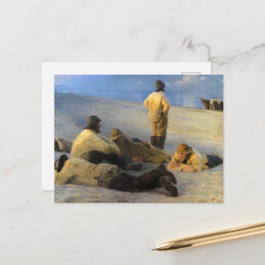 Vissers op Skagen Beach door Peder Severin Kroyer Briefkaart (Voorkant / Achterkant in situ)