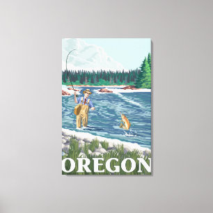 Vissers — Poster voor het reizen met Vintage Canvas Afdruk