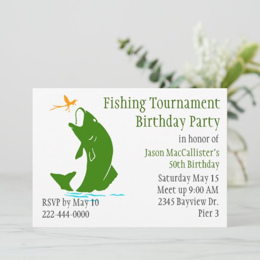 Vissers uitnodiging voor een verjaardag (Staand voorkant)