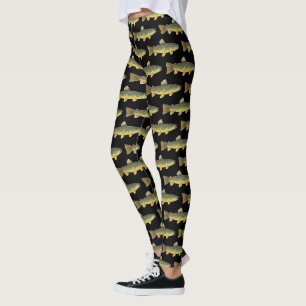 Vissers van Cool Brown Trout Fly Fishing Fun Leggings