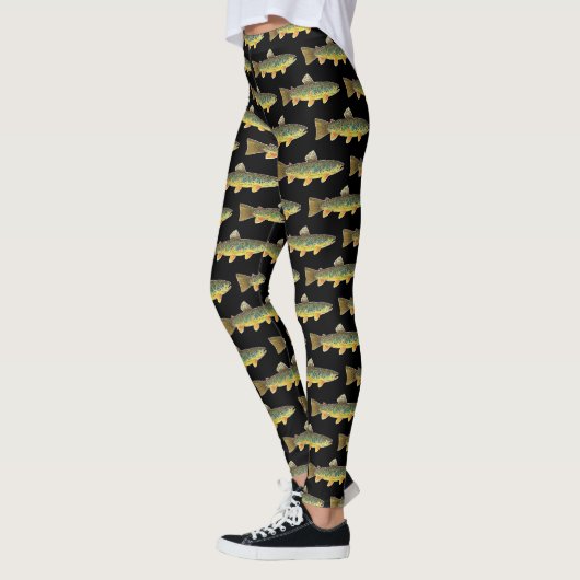 Vissers van Cool Brown Trout Fly Fishing Fun Leggings (Links)