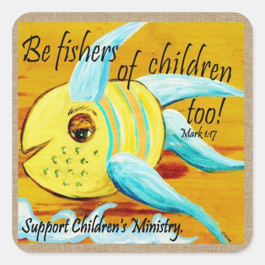 Vissers van kinderen ook vierkante sticker (Voorkant)