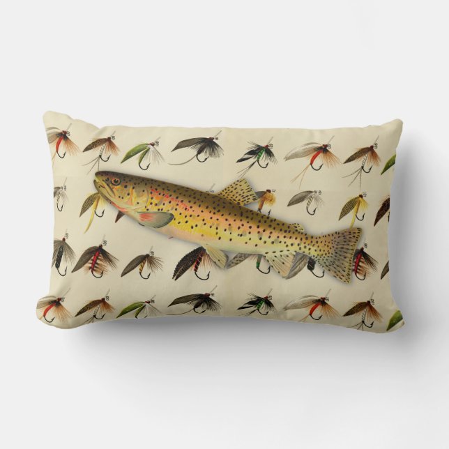 Vissers vliegen forel vliegen Waterverf Kussen (Voorkant)