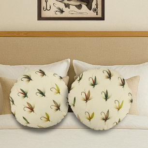 Vissers vliegen forel vliegen Waterverf Rond Kussen